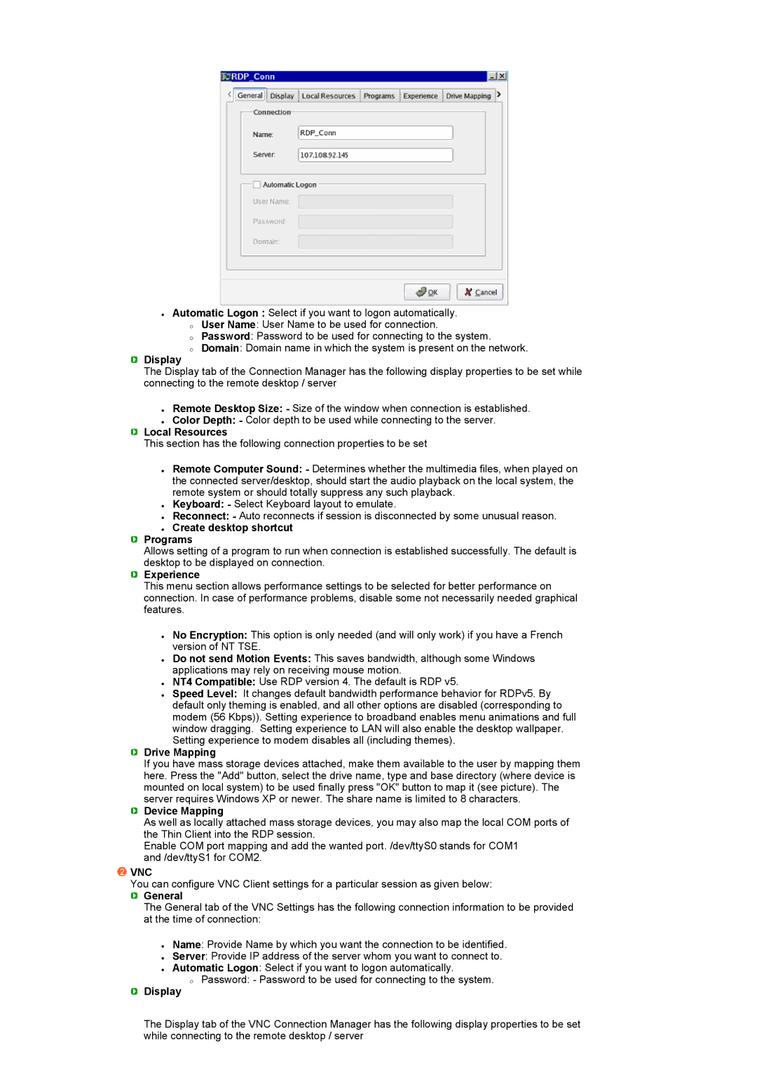 Samsung LF17SPZLSE/EDC manual Display, Local Resources, Create desktop shortcut Programs, Experience, Device Mapping 