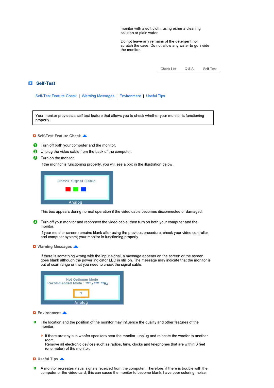 Samsung LF17SPZLSE/EDC, LF19SPZLSE/EDC manual Self-Test Feature Check, Environment, Useful Tips 