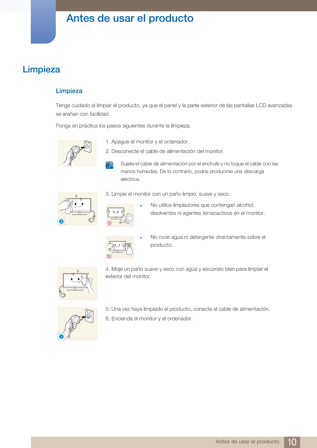 Samsung LF19TOWHBFM/EN, LF19TOWHBDM/EN, LF24TOWHBDM/EN manual Limpieza 