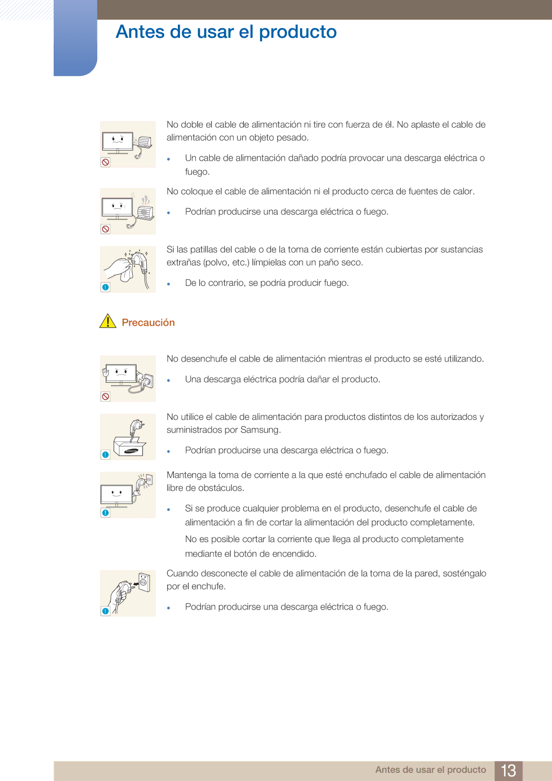 Samsung LF19TOWHBFM/EN, LF19TOWHBDM/EN, LF24TOWHBDM/EN manual Precaución 