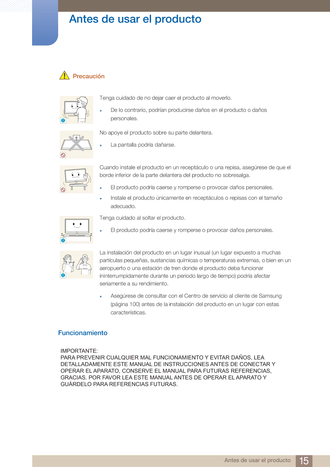 Samsung LF19TOWHBDM/EN, LF19TOWHBFM/EN, LF24TOWHBDM/EN manual Funcionamiento 