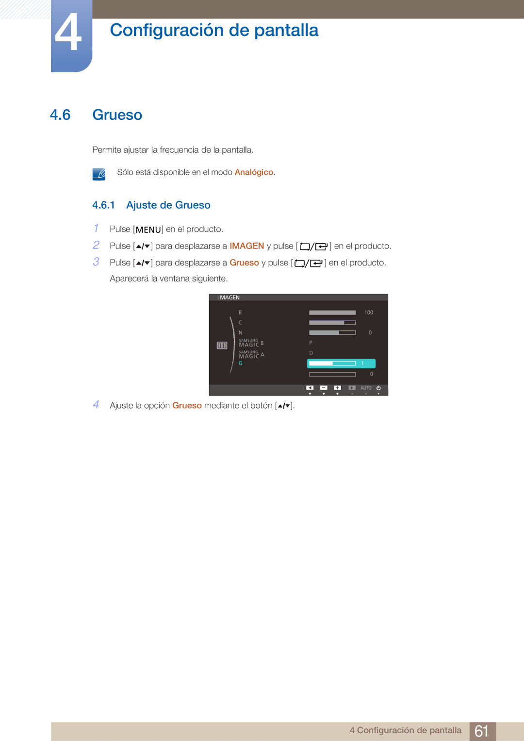 Samsung LF19TOWHBFM/EN, LF19TOWHBDM/EN, LF24TOWHBDM/EN manual Ajuste de Grueso 