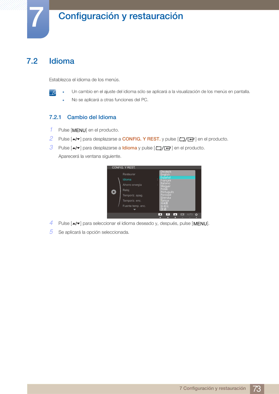 Samsung LF19TOWHBFM/EN, LF19TOWHBDM/EN, LF24TOWHBDM/EN manual Cambio del Idioma 