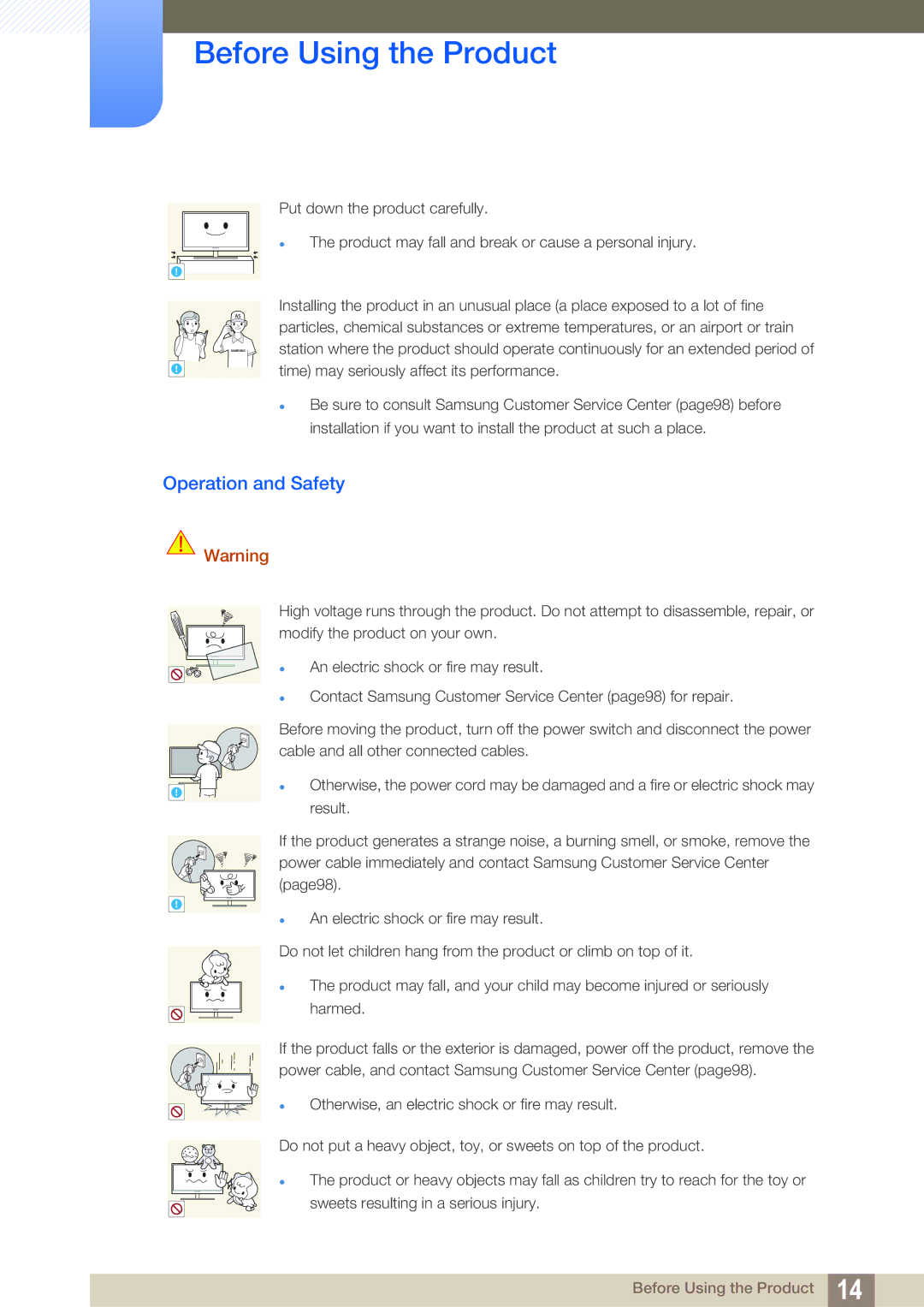 Samsung LF24TOWHBFM/EN, LF19TOWHBDM/EN, LF19TOWHBFM/EN, LF24TOWHBDM/EN, LF19TOWHBDM/XJ, LF24TOWHBDM/XJ Operation and Safety 