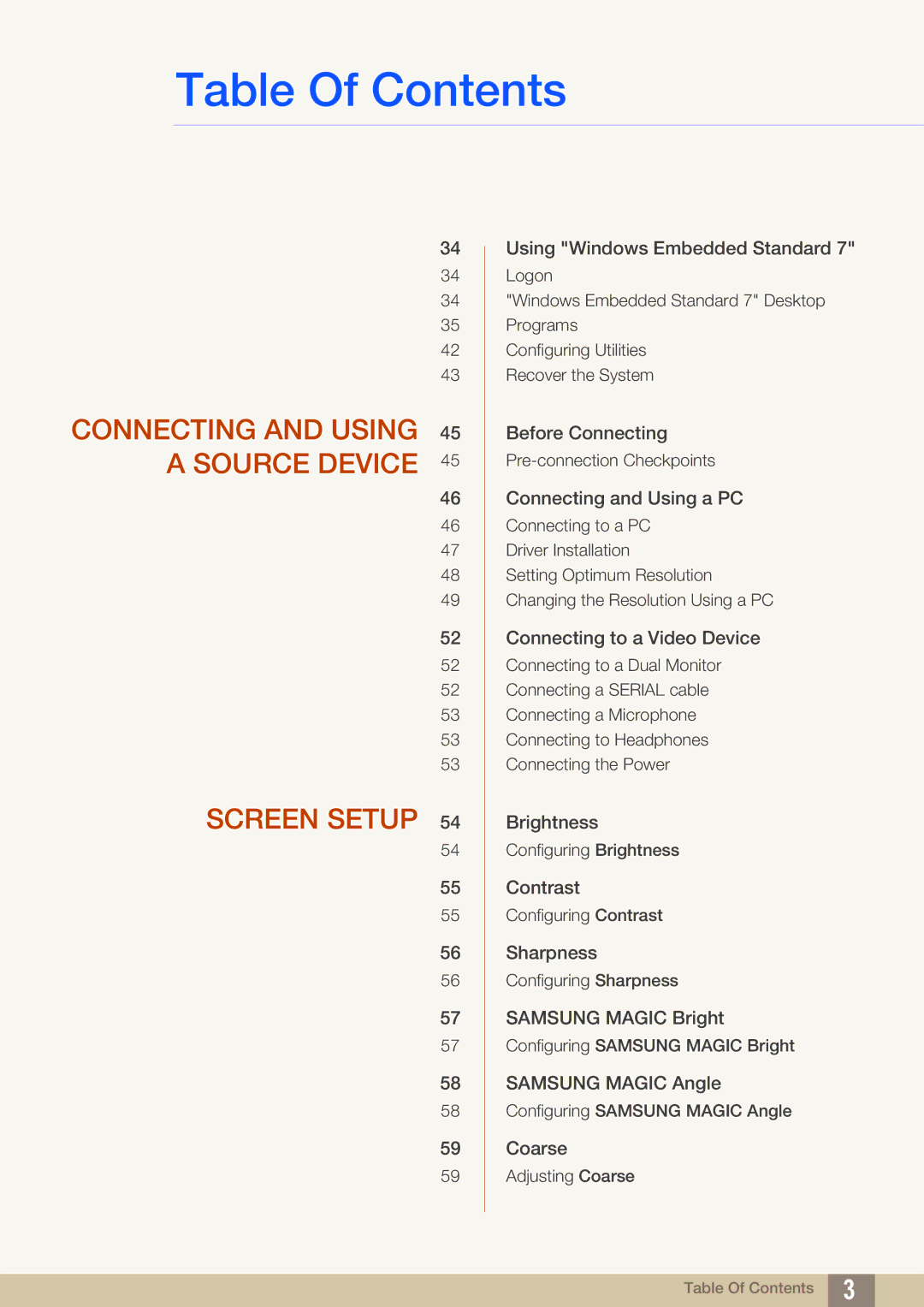 Samsung LF24TOWHBDM/EN, LF19TOWHBDM/EN, LF19TOWHBFM/EN, LF24TOWHBFM/EN Connecting and Using 45 a Source Device Screen Setup 