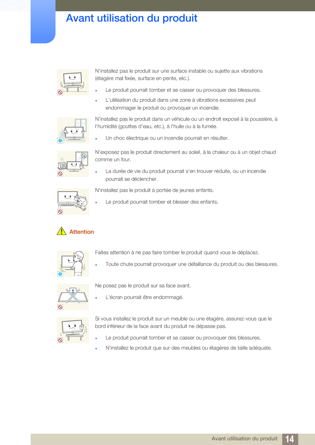 Samsung LF24TOWHBFM/EN, LF19TOWHBDM/EN, LF19TOWHBFM/EN manual Un choc électrique ou un incendie pourrait en résulter 