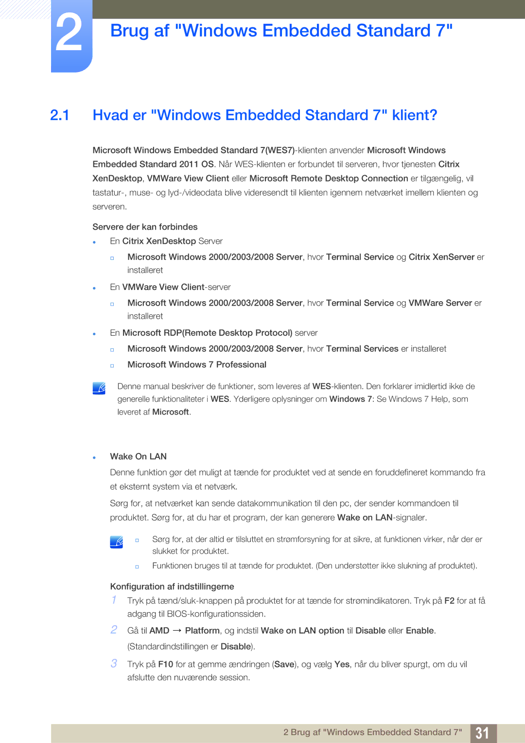 Samsung LF24TOWHBDM/EN, LF19TOWHBDM/EN manual Brug af Windows Embedded Standard, Hvad er Windows Embedded Standard 7 klient? 