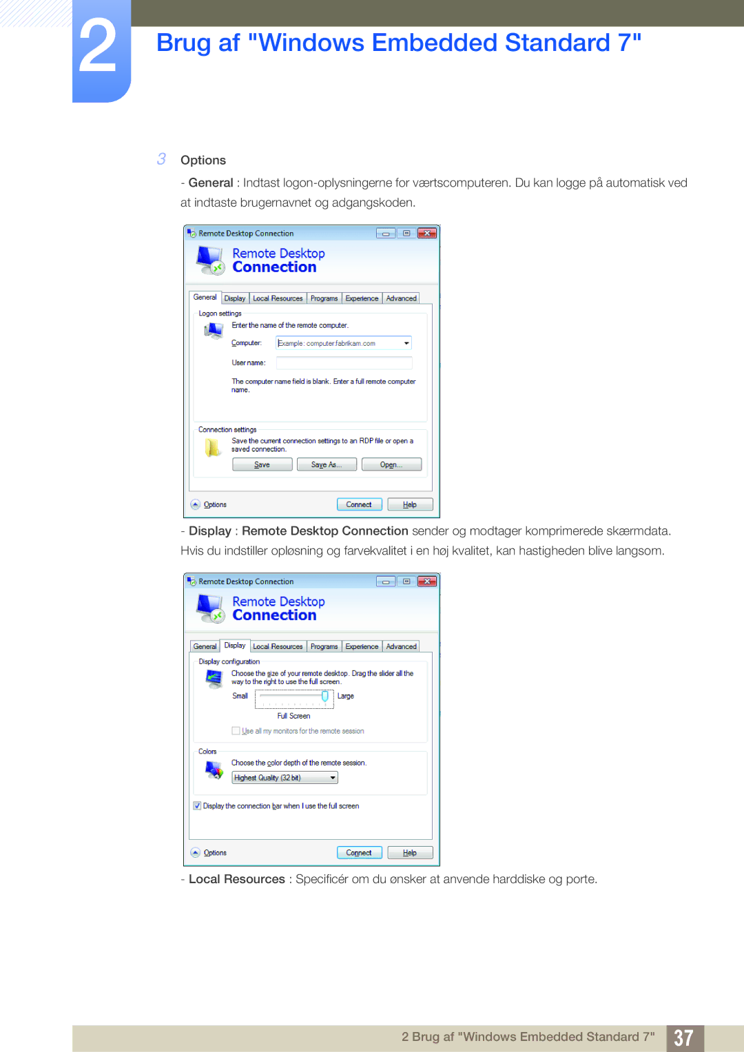 Samsung LF19TOWHBFM/EN, LF19TOWHBDM/EN, LF24TOWHBFM/EN, LF24TOWHBDM/EN manual Brug af Windows Embedded Standard 