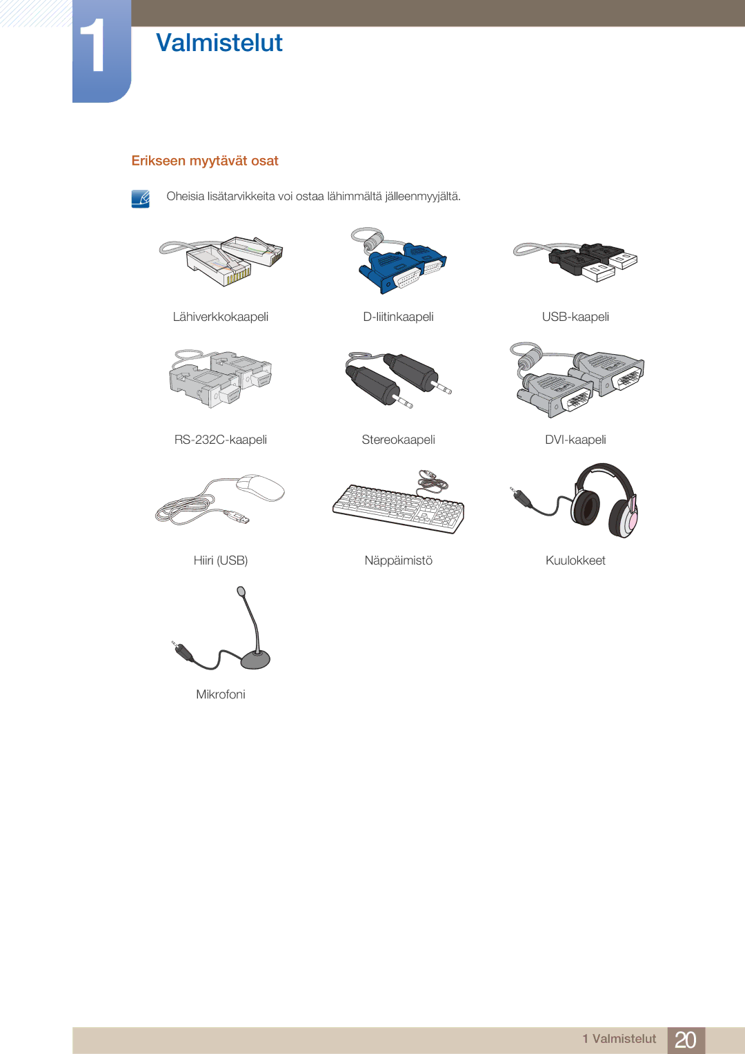 Samsung LF19TOWHBDM/EN, LF19TOWHBFM/EN, LF24TOWHBFM/EN, LF24TOWHBDM/EN manual Erikseen myytävät osat 