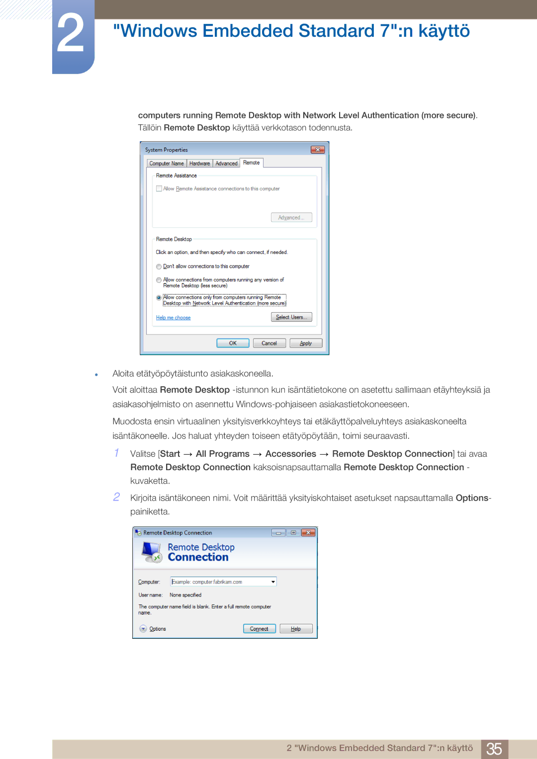 Samsung LF24TOWHBDM/EN, LF19TOWHBDM/EN, LF19TOWHBFM/EN, LF24TOWHBFM/EN manual Windows Embedded Standard 7n käyttö 