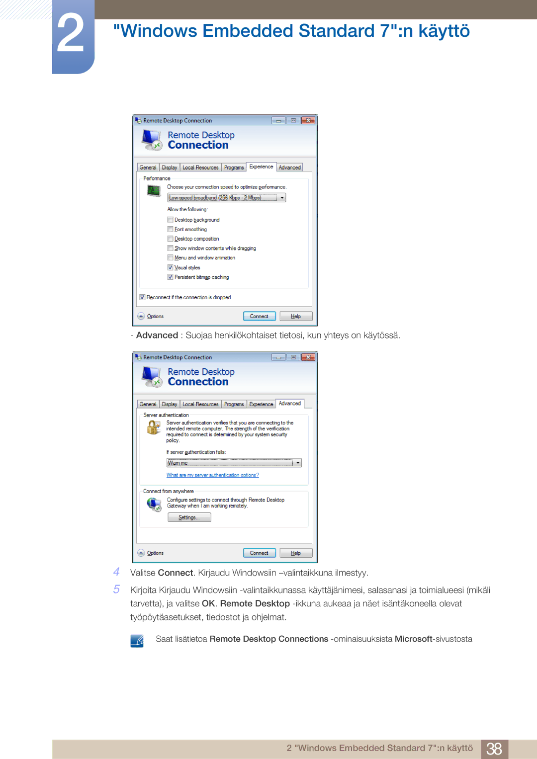 Samsung LF24TOWHBFM/EN, LF19TOWHBDM/EN, LF19TOWHBFM/EN, LF24TOWHBDM/EN manual Windows Embedded Standard 7n käyttö 