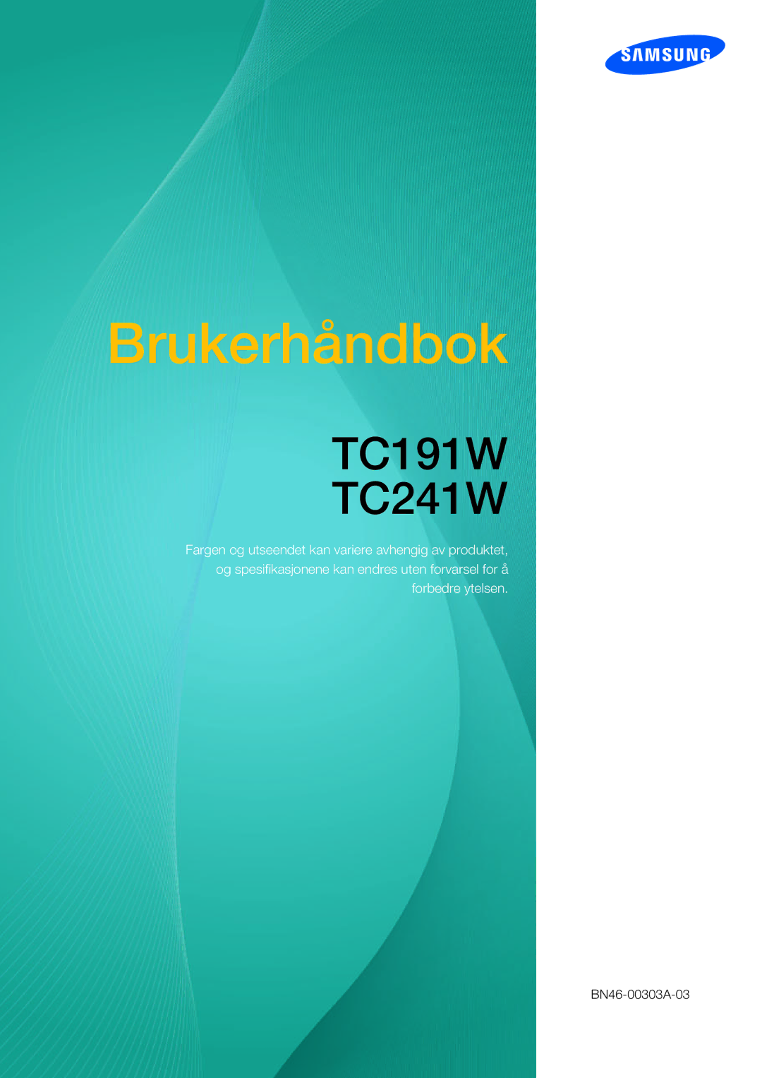 Samsung LF19TOWHBFM/EN, LF19TOWHBDM/EN, LF24TOWHBFM/EN, LF24TOWHBDM/EN manual Brukerhåndbok 