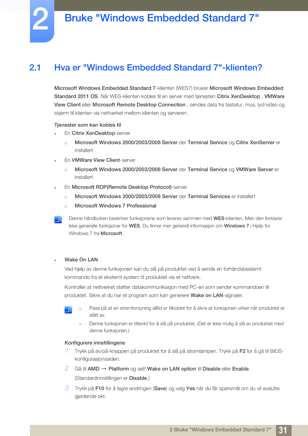 Samsung LF24TOWHBFM/EN, LF19TOWHBDM/EN manual Bruke Windows Embedded Standard, Hva er Windows Embedded Standard 7-klienten? 