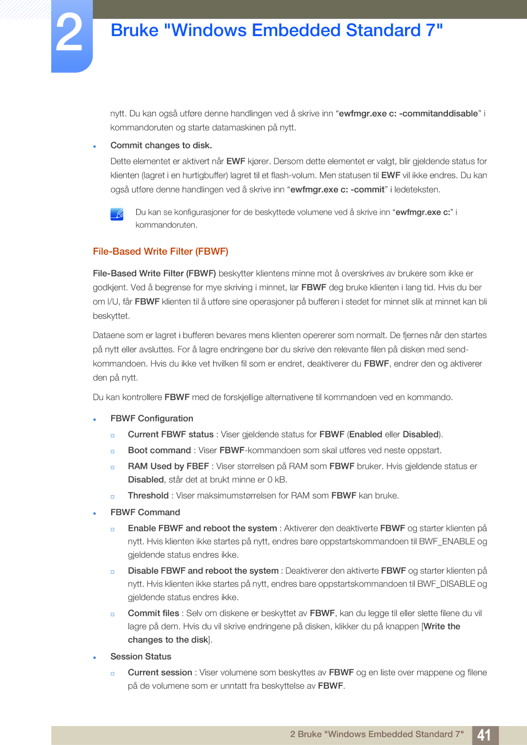 Samsung LF19TOWHBDM/EN, LF19TOWHBFM/EN, LF24TOWHBFM/EN, LF24TOWHBDM/EN manual File-Based Write Filter Fbwf 