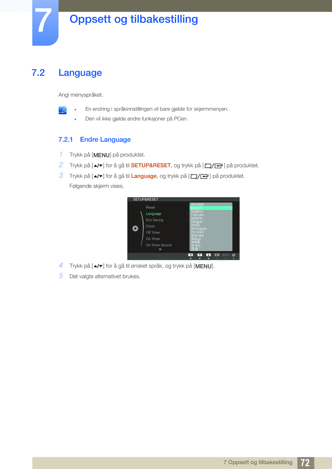 Samsung LF24TOWHBDM/EN, LF19TOWHBDM/EN, LF19TOWHBFM/EN, LF24TOWHBFM/EN manual Endre Language 