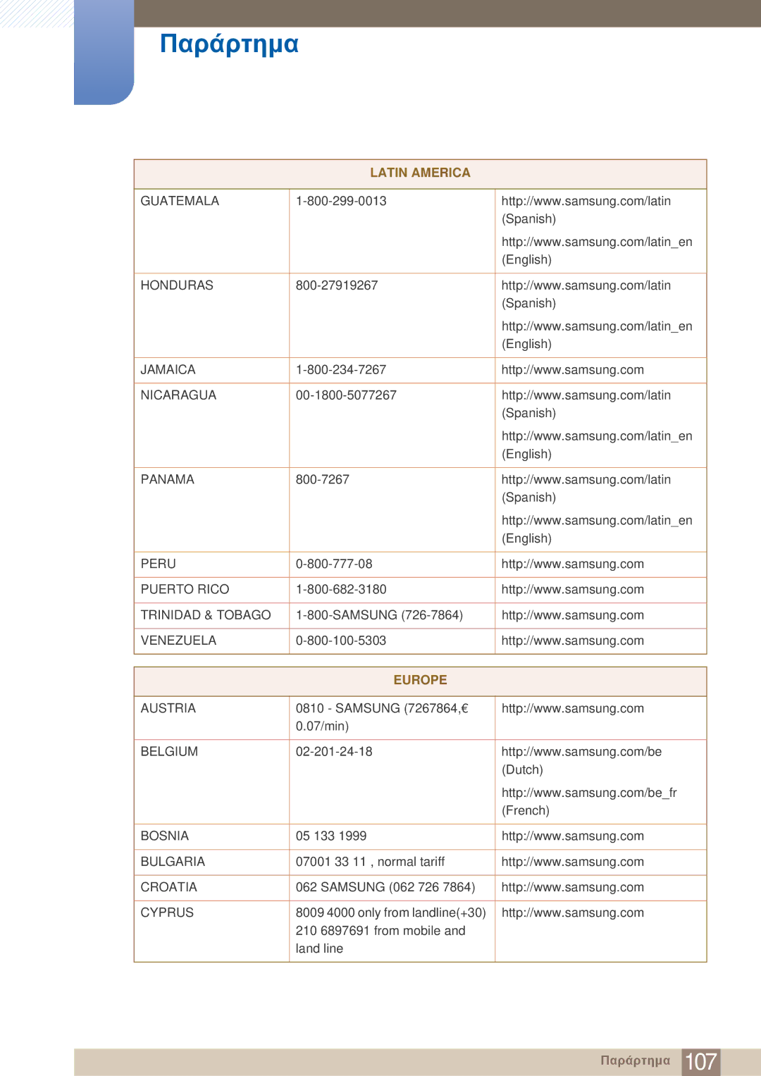 Samsung LF24TOWHBFM/EN, LF19TOWHBDM/EN, LF19TOWHBFM/EN manual Europe 