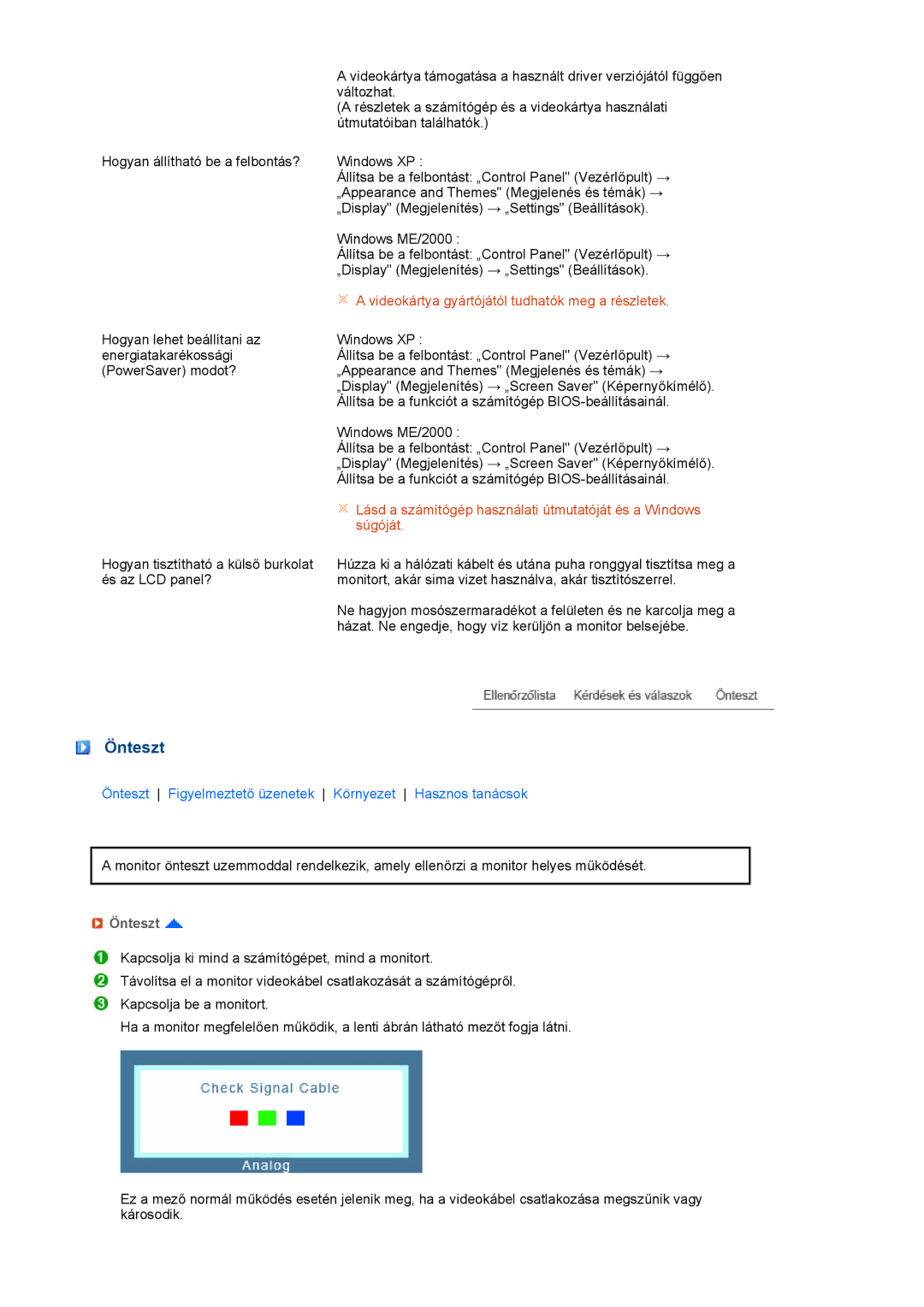 Samsung LH40MGPLBC/EN, LF19TPTLSJ/EN, LF17TPTLSN/EDC manual Önteszt 