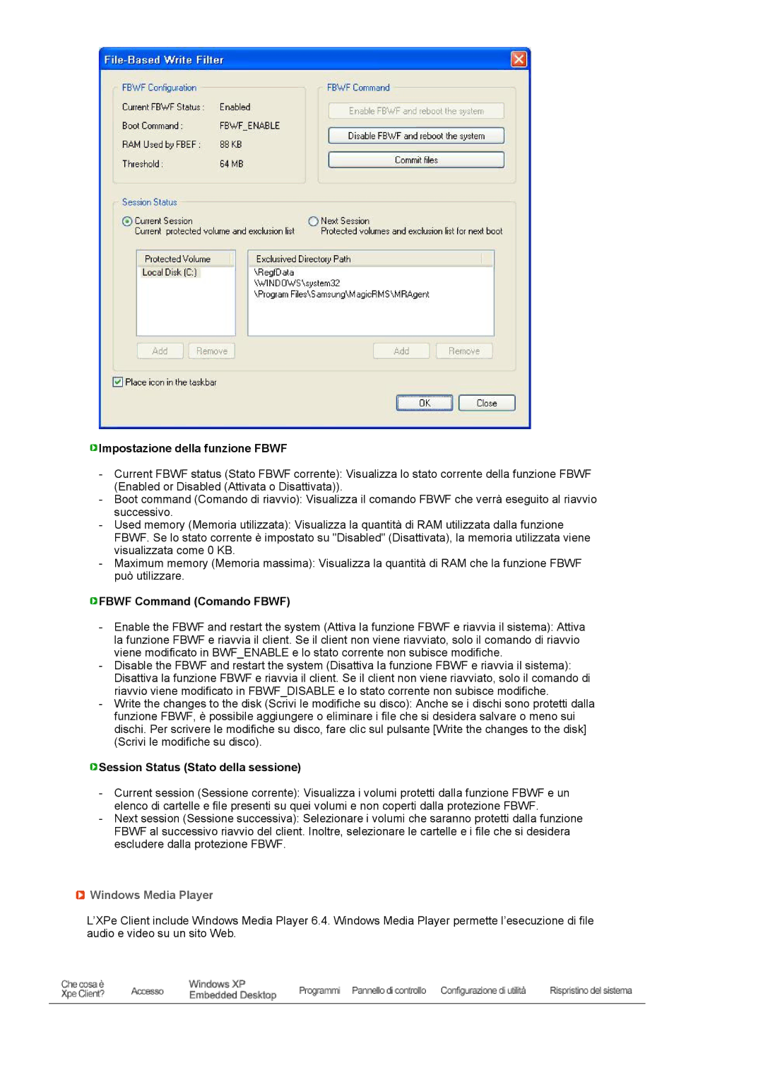 Samsung LF19TPTLSM/EDC Impostazione della funzione Fbwf, Fbwf Command Comando Fbwf, Session Status Stato della sessione 