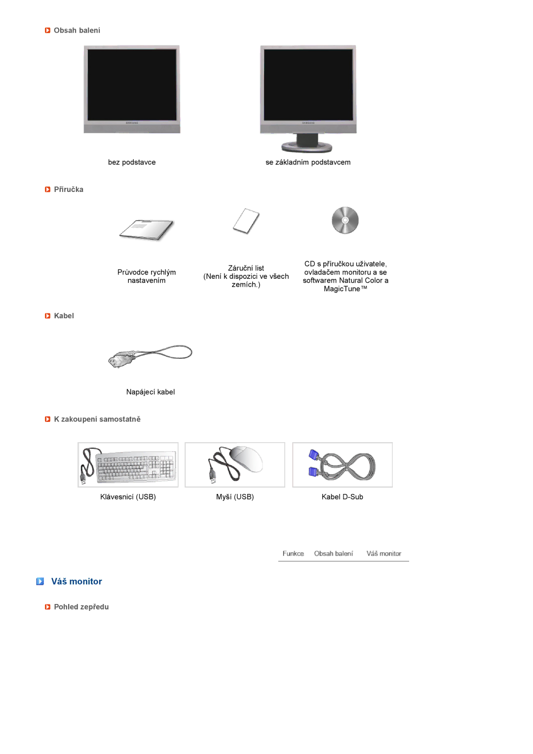 Samsung LF19TPTLSM/EDC, LF19TPTLSJ/EN, LH40MGPLBC/EN, LF17TPTLSN/EDC manual Váš monitor 