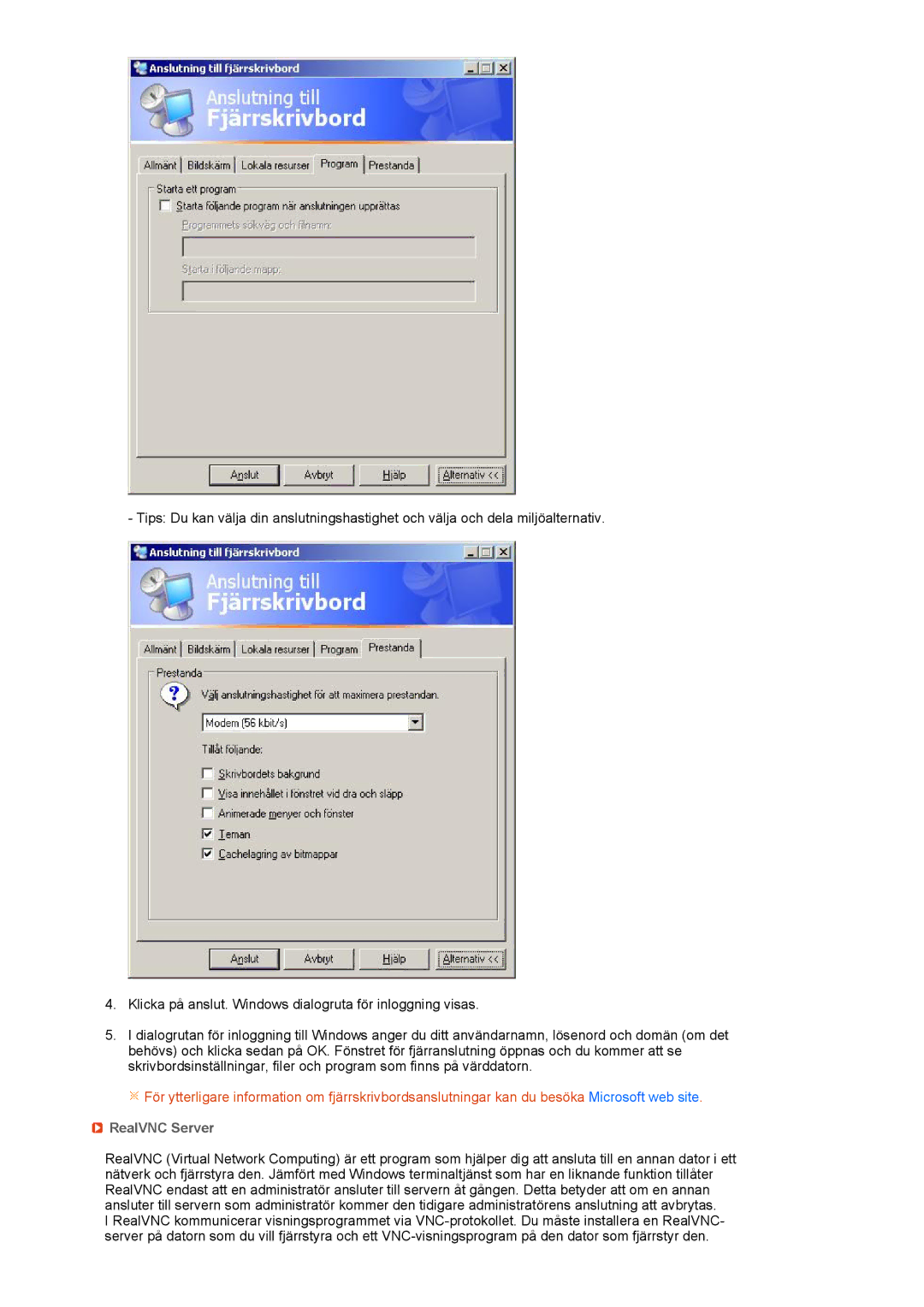 Samsung LF17TPTLSN/EDC, LF19TPTLSM/EDC, LH40MGPLBC/EN manual RealVNC Server 