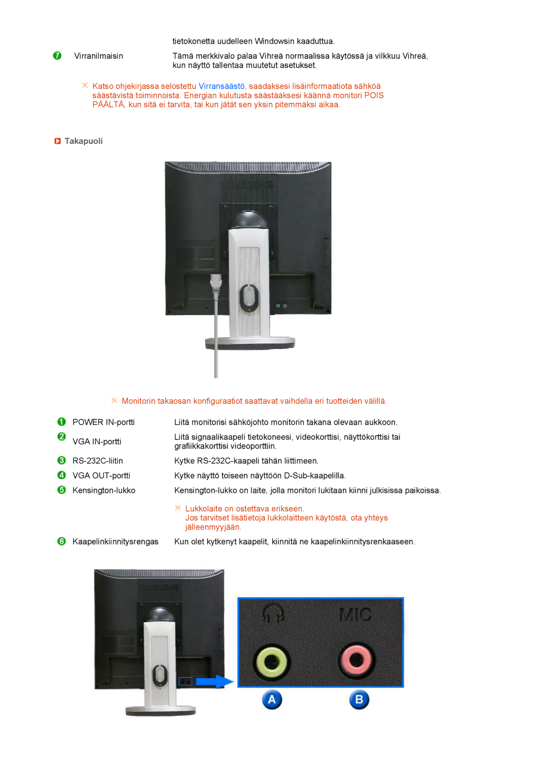 Samsung LF19TPTLSM/EDC, LH40MGPLBC/EN, LF17TPTLSN/EDC manual Kun näyttö tallentaa muutetut asetukset, Takapuoli 