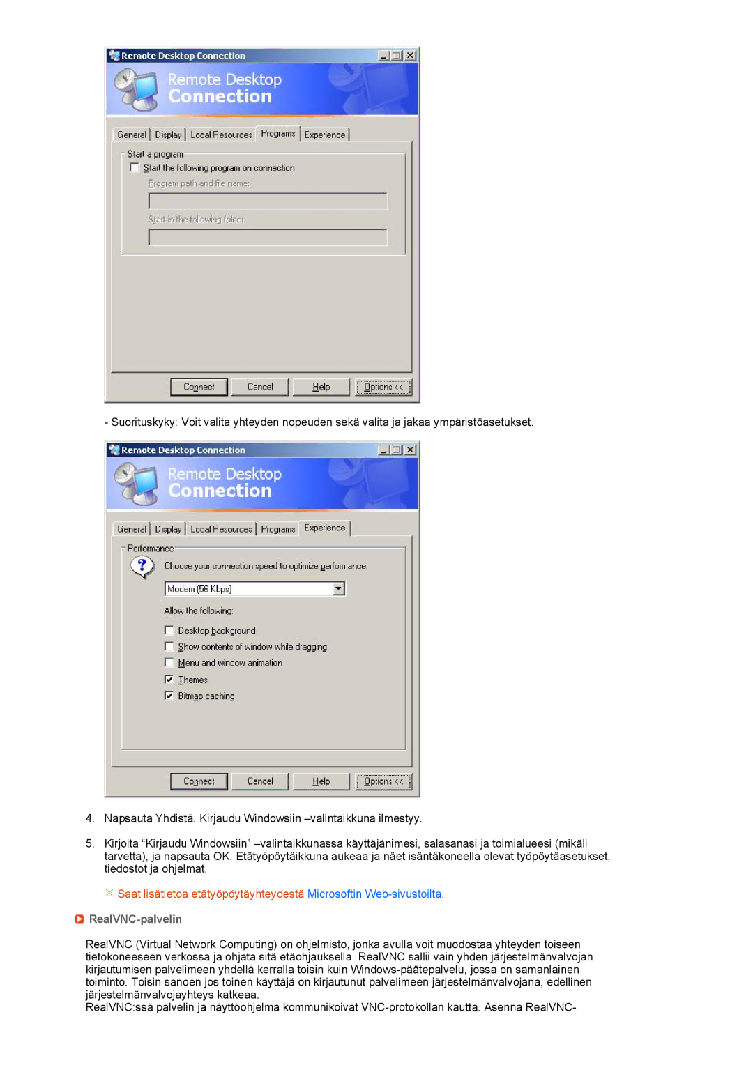 Samsung LF17TPTLSN/EDC, LF19TPTLSM/EDC, LH40MGPLBC/EN manual RealVNC-palvelin 