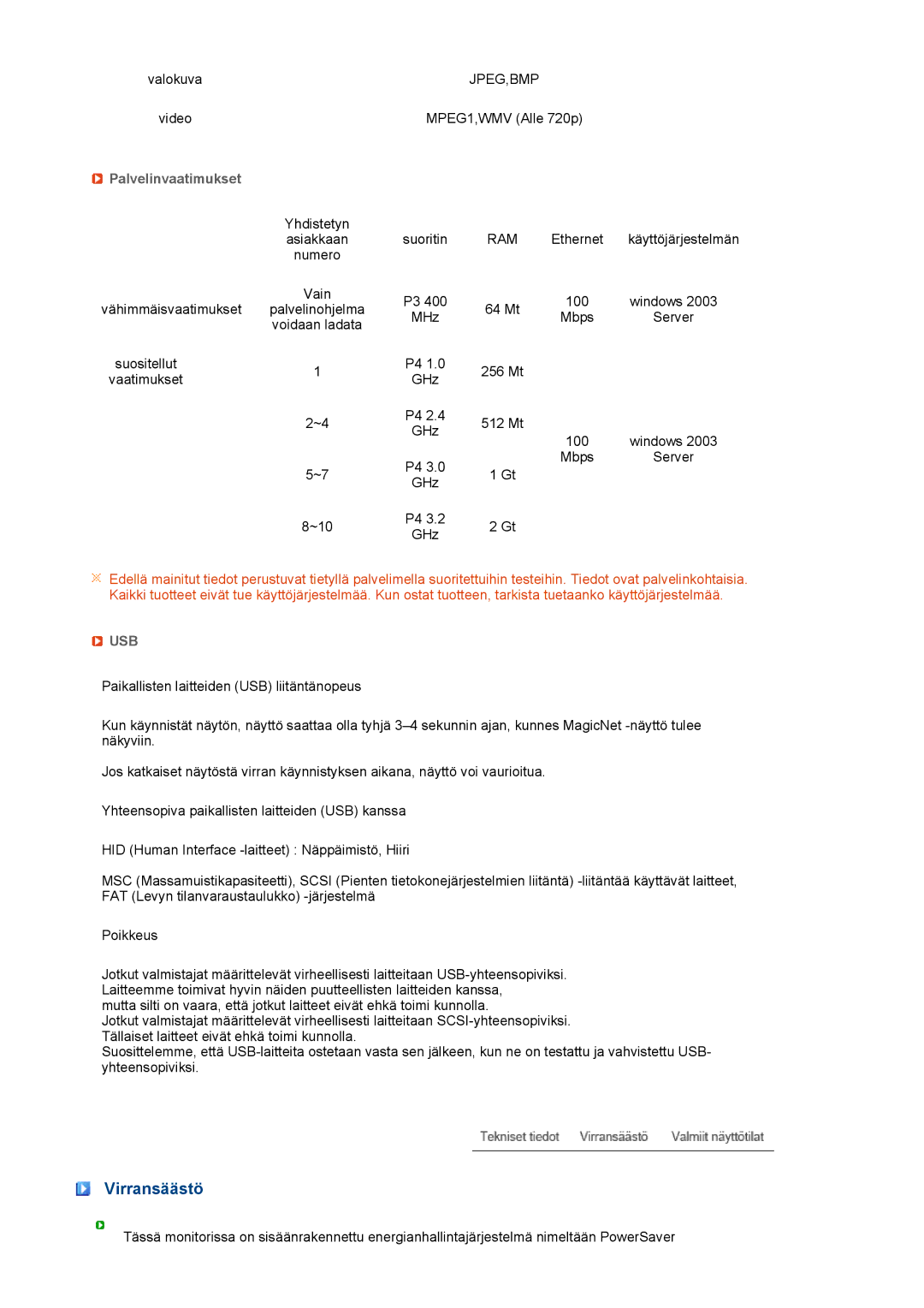 Samsung LF17TPTLSN/EDC, LF19TPTLSM/EDC, LH40MGPLBC/EN manual Virransäästö, Ram 