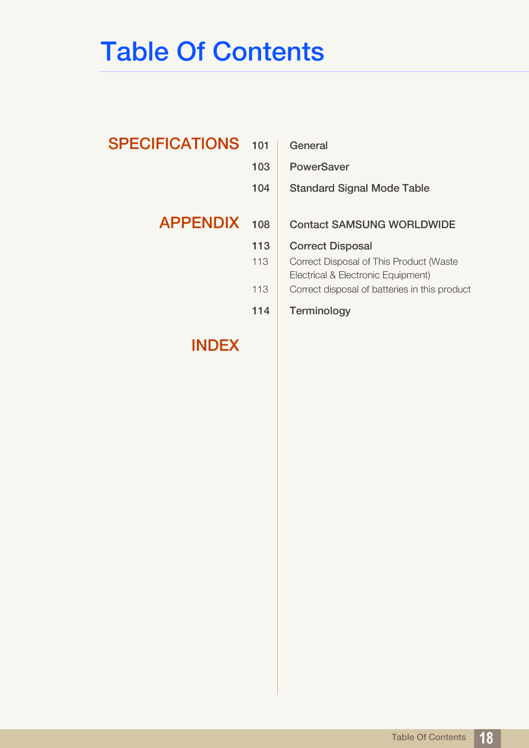 Samsung LF24TSCTBAN/XJ, LF19TSCTBAN/EN, LF24TSCTBAN/EN, LF22TSCTBAN/EN, LF19TSCTBAN/XJ, LF19TSCTBAN/NG manual Specifications 