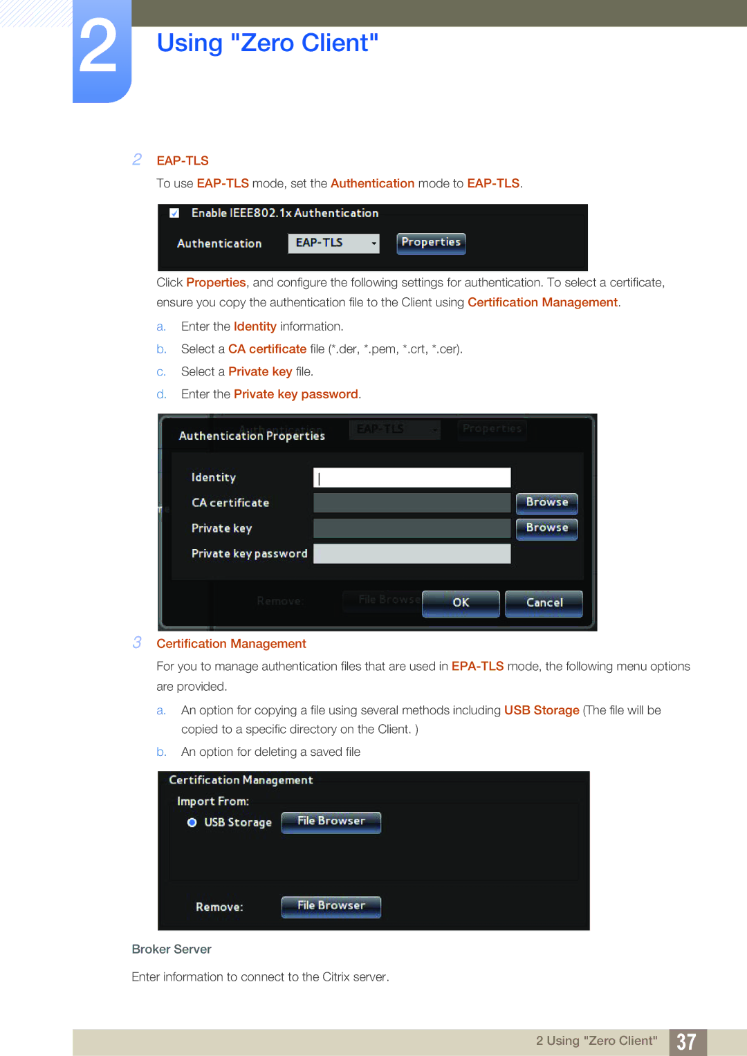 Samsung LF22TSCTBAN/EN, LF19TSCTBAN/EN, LF24TSCTBAN/EN Eap-Tls, Enter the Private key password Certification Management 