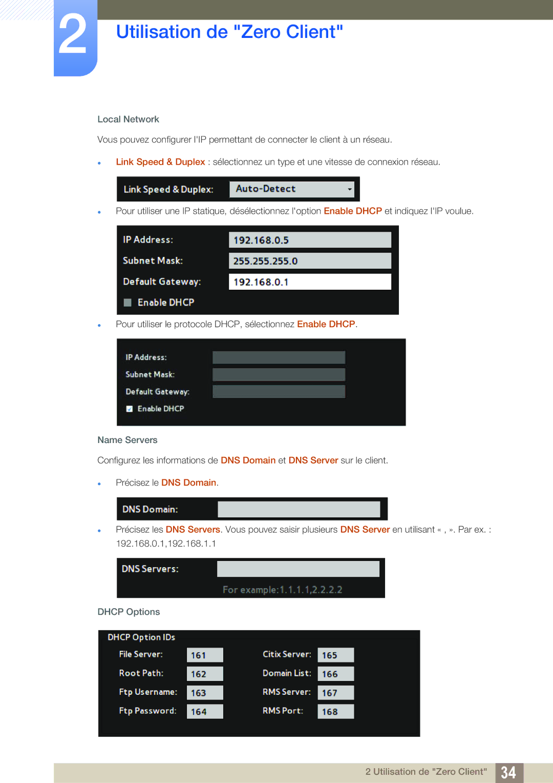 Samsung LF24TSCTBAN/EN, LF19TSCTBAN/EN, LF22TSCTBAN/EN manual Local Network, Name Servers, Dhcp Options 