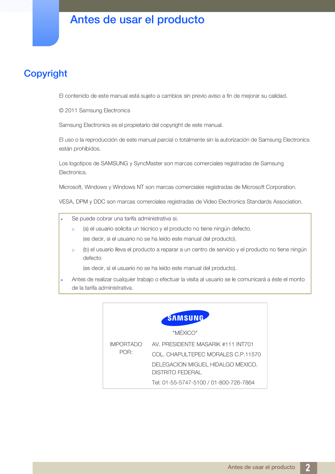 Samsung LF22TSCTBAN/EN, LF19TSCTBAN/EN, LF24TSCTBAN/EN manual Antes de usar el producto, Copyright 