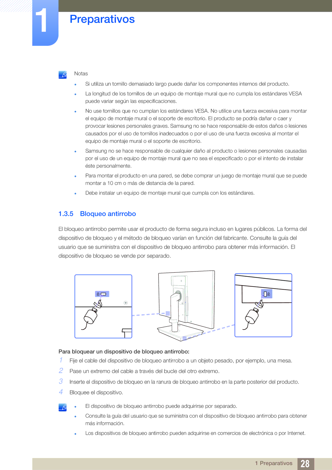 Samsung LF24TSCTBAN/EN, LF19TSCTBAN/EN, LF22TSCTBAN/EN manual Bloqueo antirrobo 