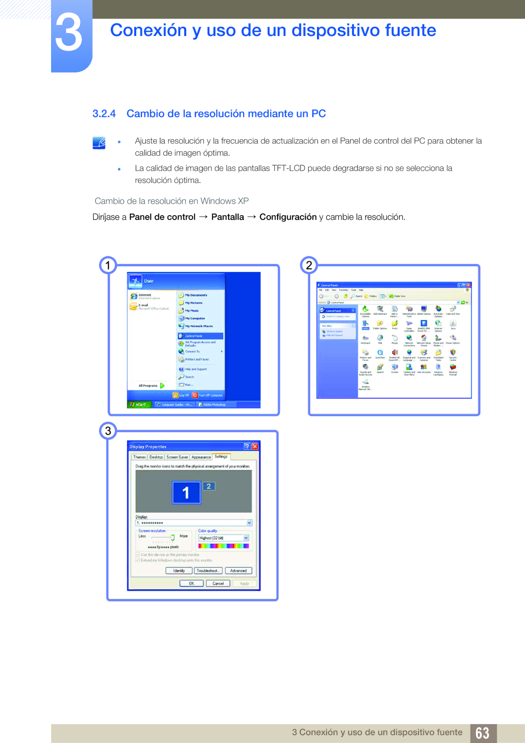 Samsung LF19TSCTBAN/EN, LF24TSCTBAN/EN, LF22TSCTBAN/EN manual Cambio de la resolución mediante un PC 