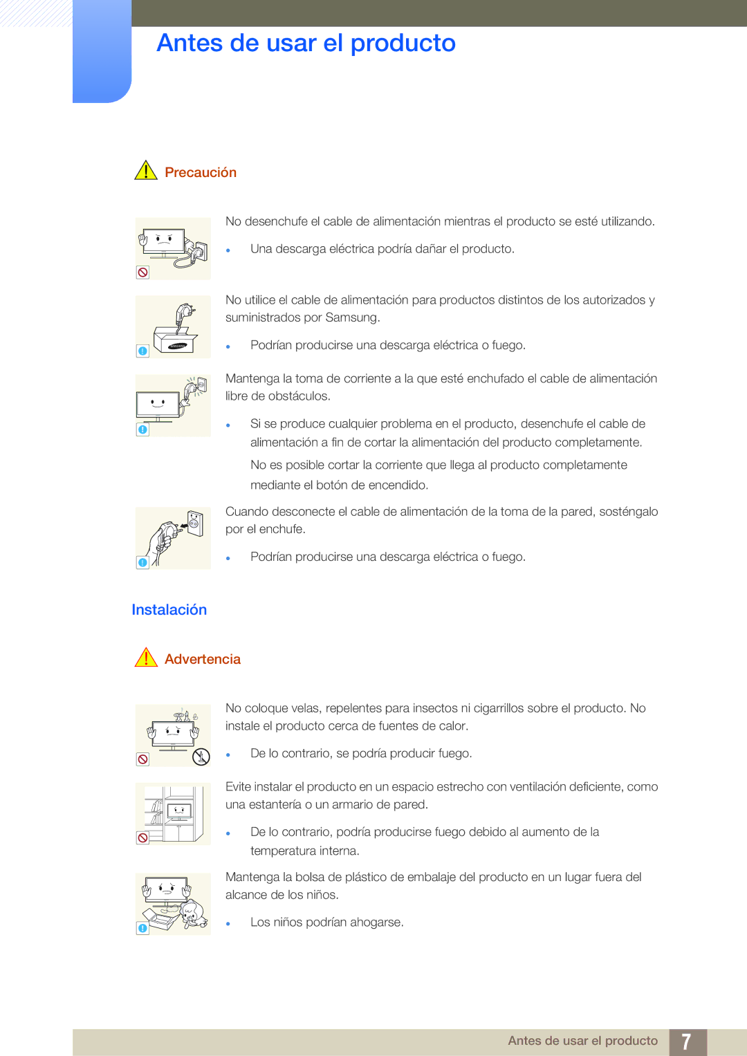 Samsung LF24TSCTBAN/EN, LF19TSCTBAN/EN, LF22TSCTBAN/EN manual Instalación, Precaución 