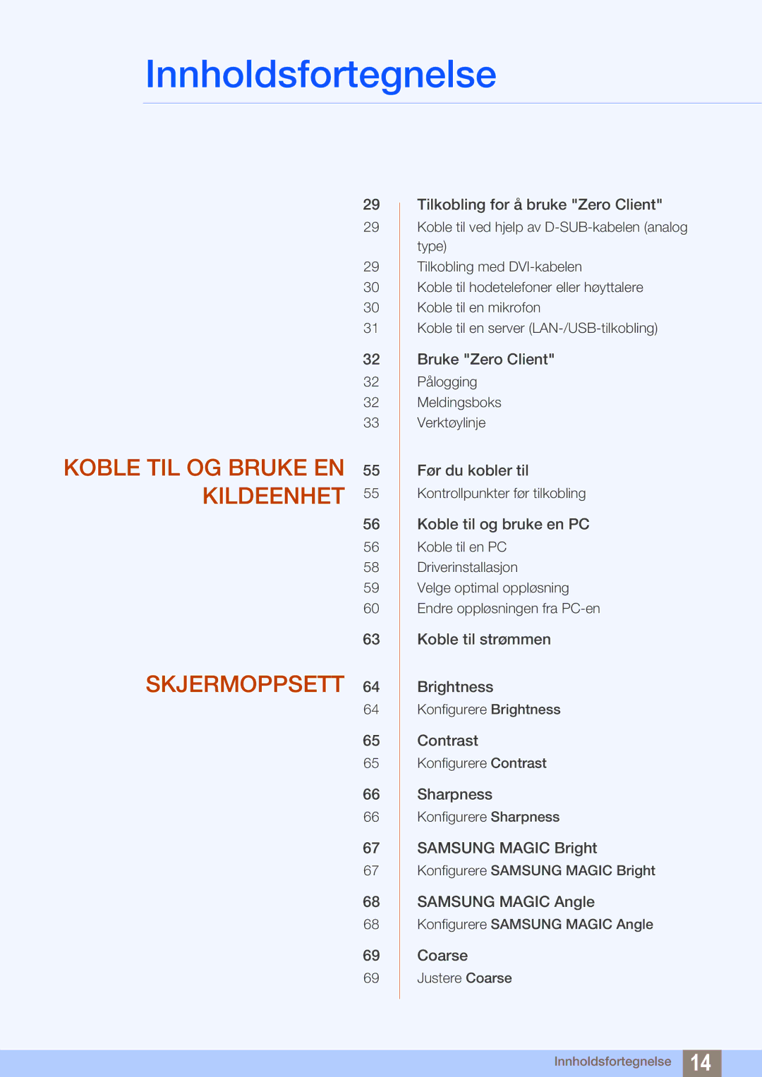 Samsung LF22TSCTBAN/EN, LF19TSCTBAN/EN, LF24TSCTBAN/EN manual Koble TIL OG Bruke EN 55 Kildeenhet Skjermoppsett 