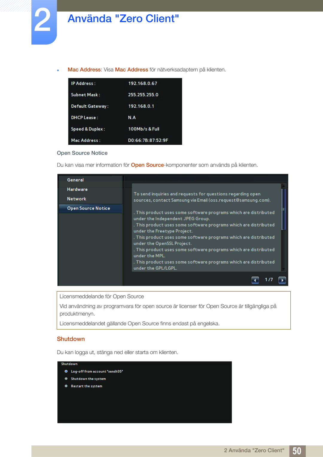 Samsung LF22TSCTBAN/EN, LF19TSCTBAN/EN, LF24TSCTBAN/EN manual Shutdown, Open Source Notice 