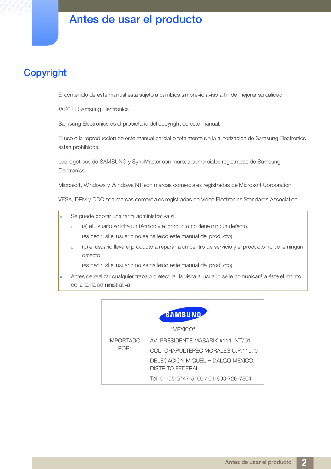 Samsung LF22TSCTBAN/EN, LF19TSCTBAN/EN, LF24TSCTBAN/EN manual Antes de usar el producto, Copyright 