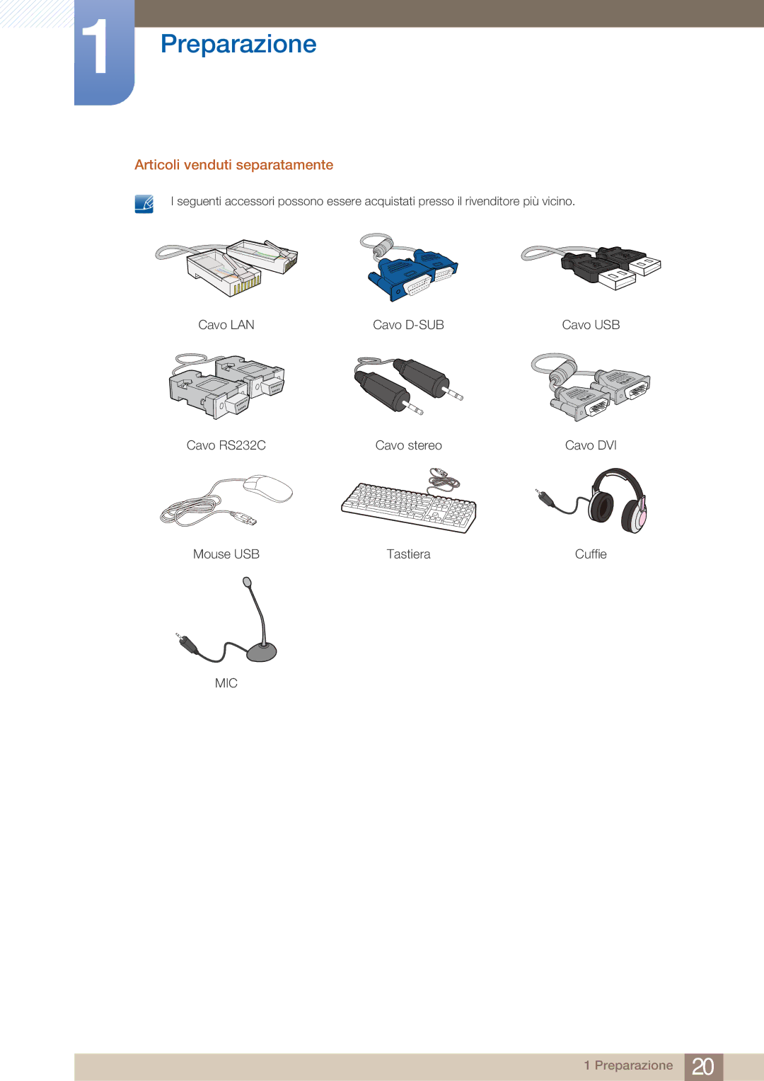 Samsung LF22FN1PFBZXEN manual Articoli venduti separatamente 