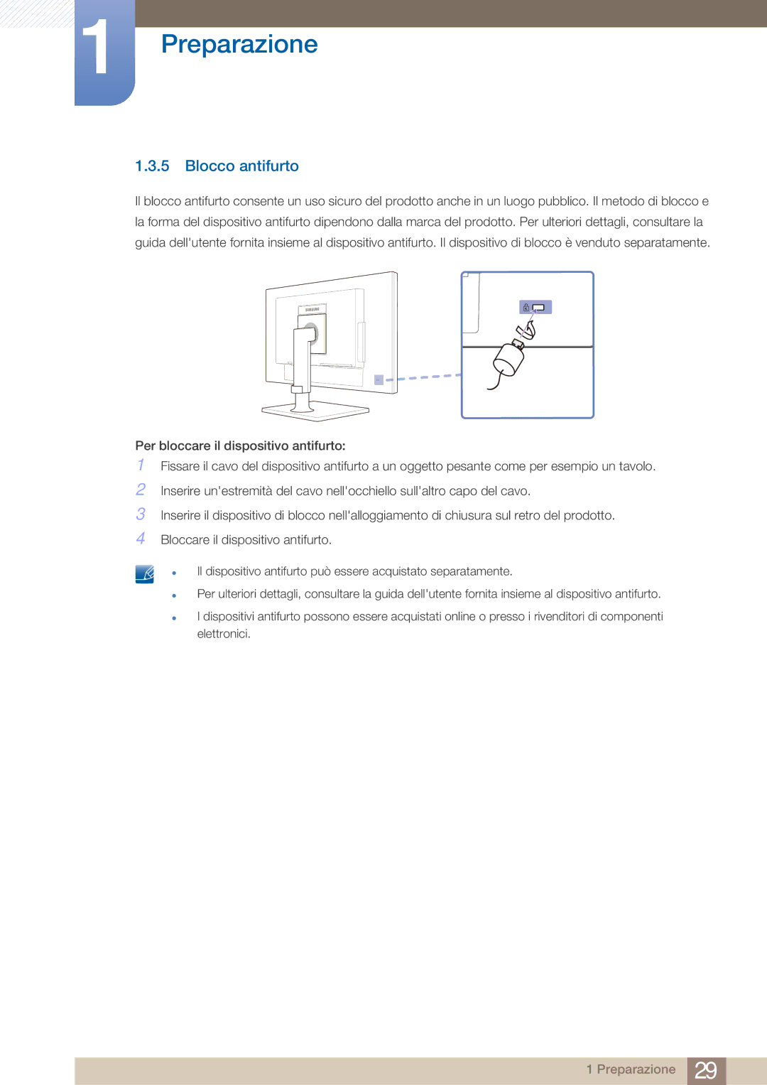 Samsung LF22FN1PFBZXEN manual Blocco antifurto 