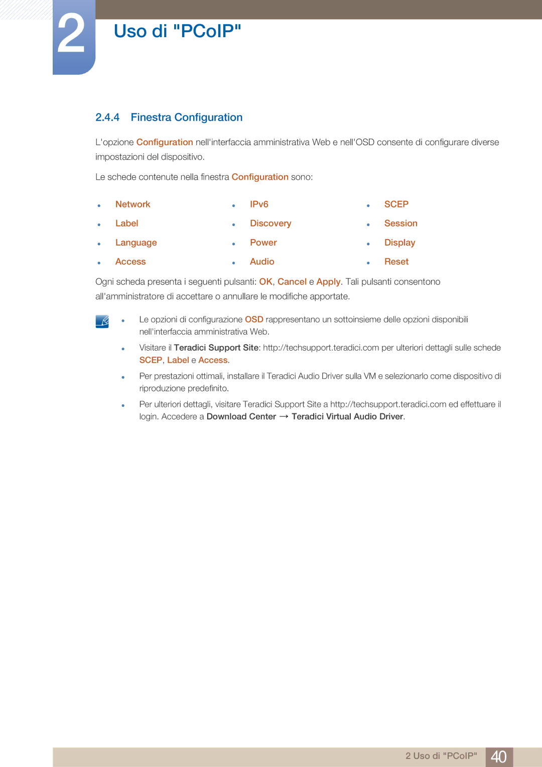 Samsung LF22FN1PFBZXEN manual Finestra Configuration, Network Label Language Access IPv6 Discovery Power Audio 