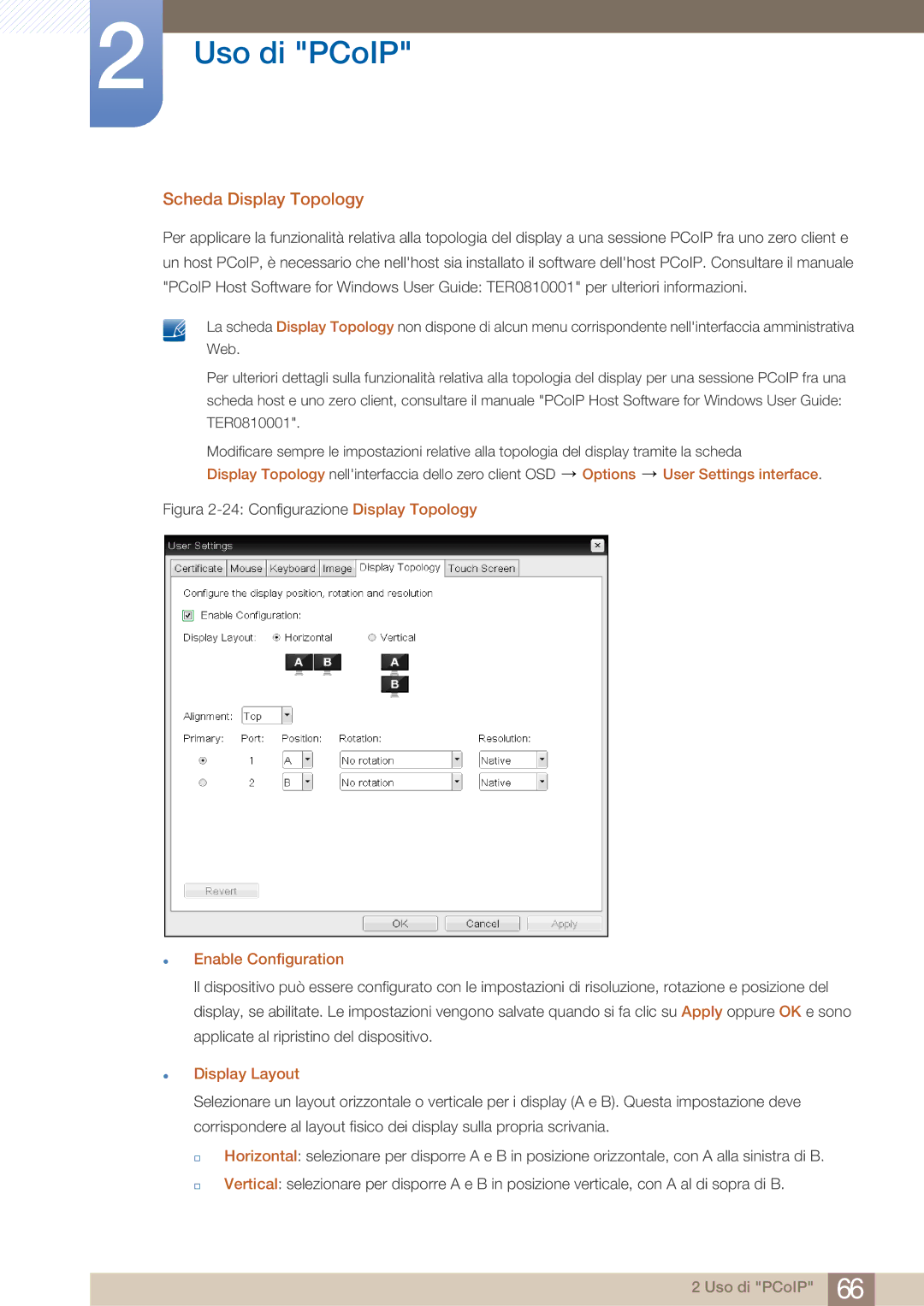 Samsung LF22FN1PFBZXEN manual Scheda Display Topology,  Enable Configuration,  Display Layout 