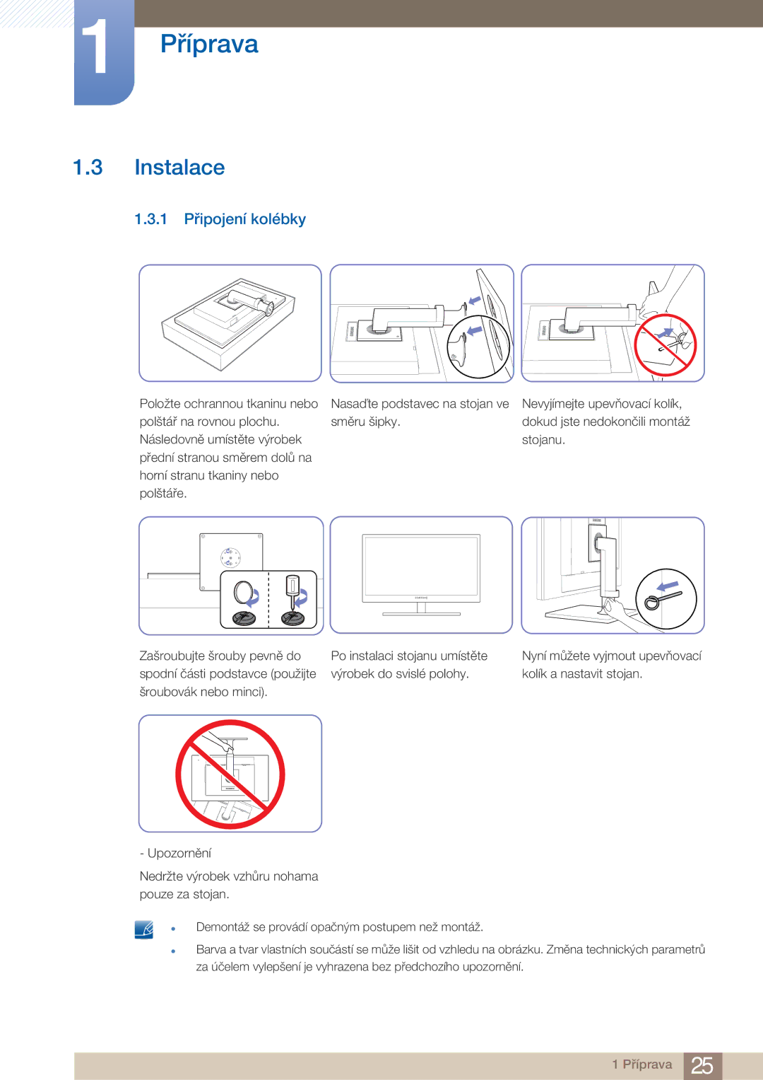 Samsung LF22FN1PFBZXEN manual Instalace, 1 Připojení kolébky 