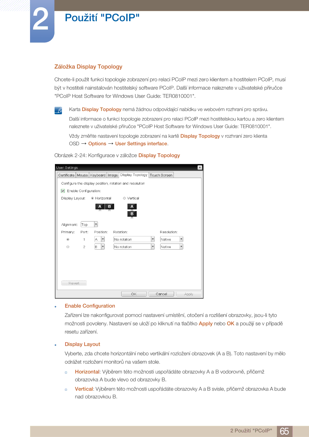 Samsung LF22FN1PFBZXEN manual Záložka Display Topology,  Enable Configuration,  Display Layout 