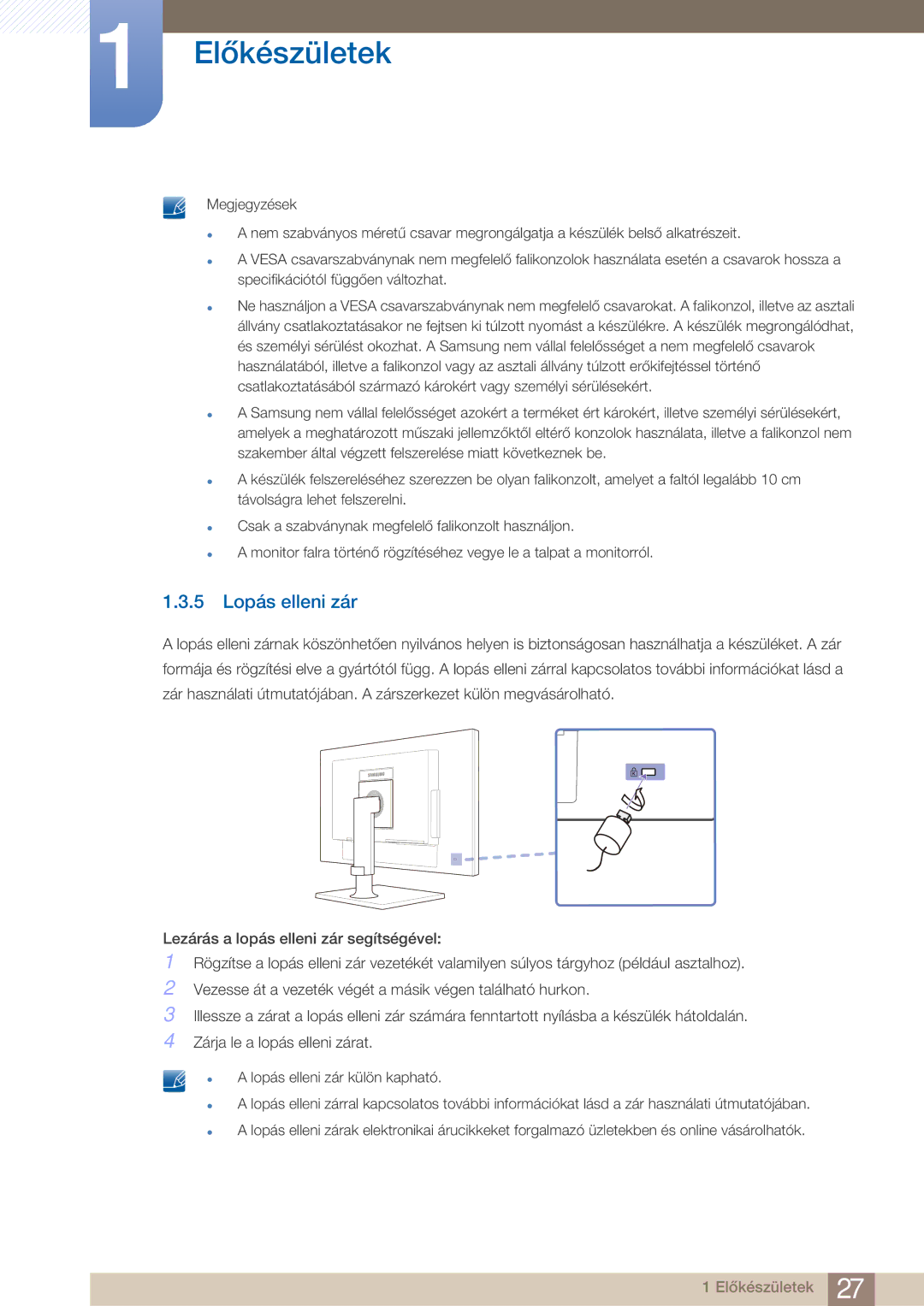 Samsung LF22FN1PFBZXEN manual 5 Lopás elleni zár 