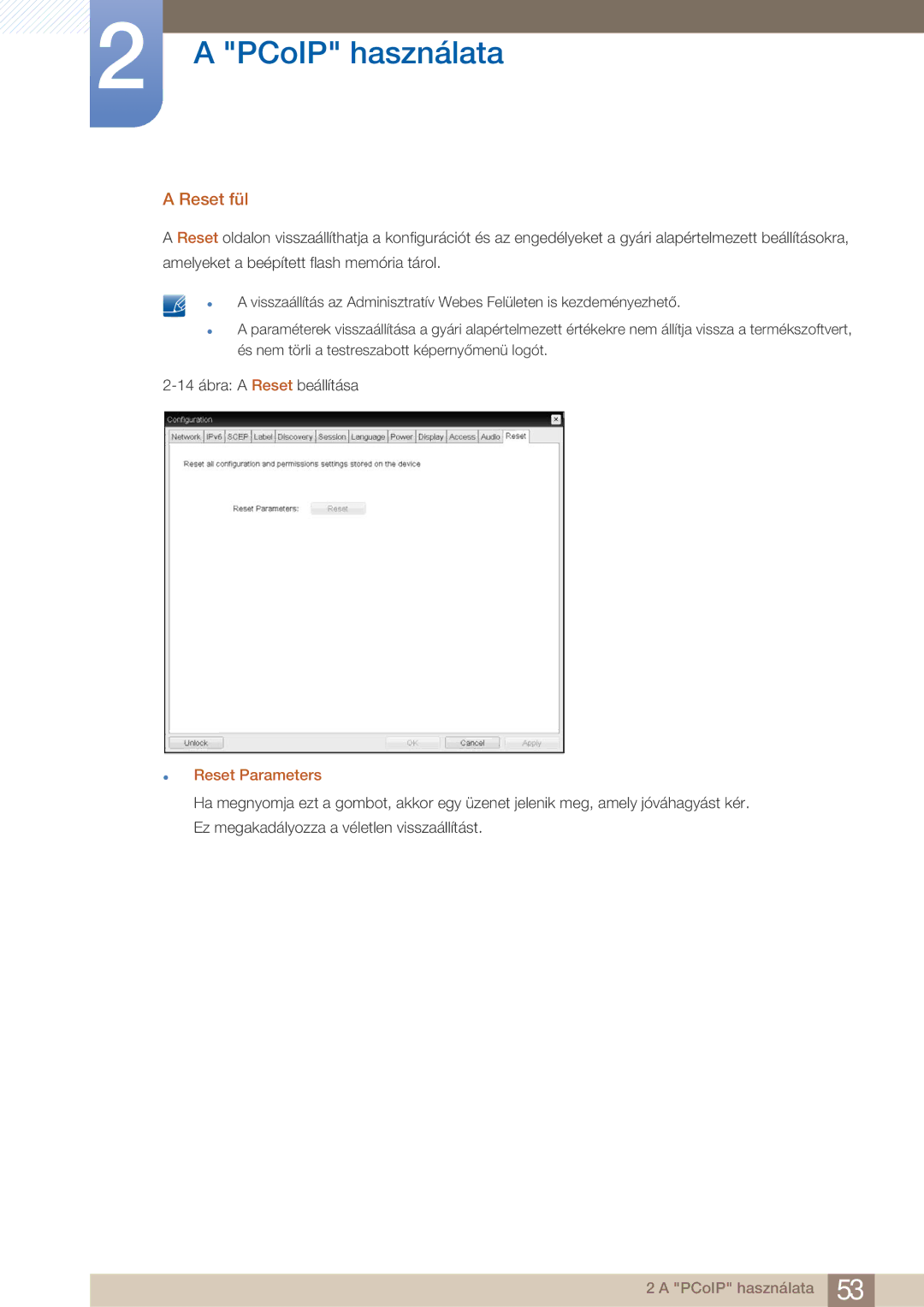 Samsung LF22FN1PFBZXEN manual Reset fül,  Reset Parameters 