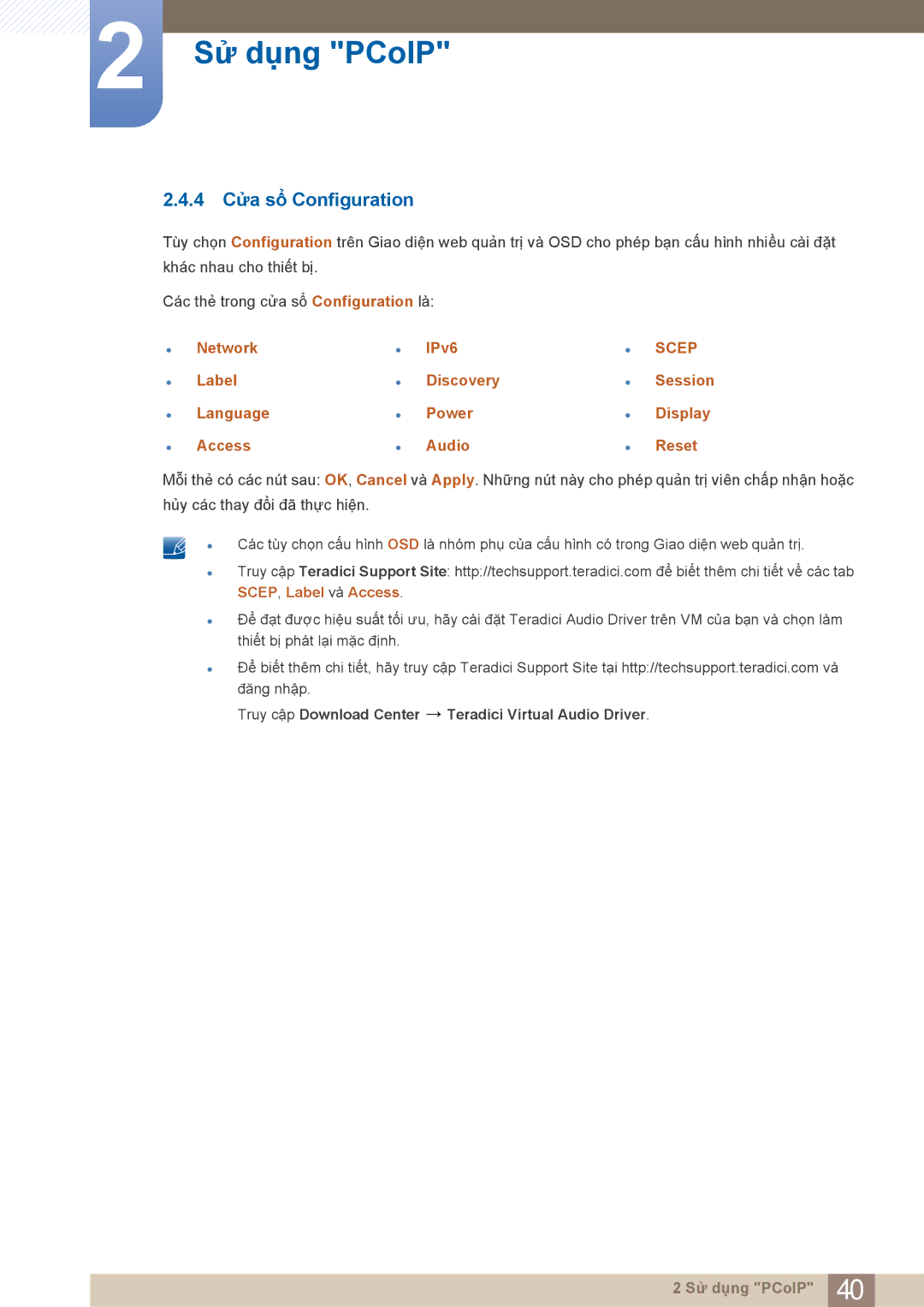 Samsung LF22NTBHBNU/XY, LF22FN1PFBZXXM 4 Cửa sổ Configuration, Network Label Language Access IPv6 Discovery Power Audio 