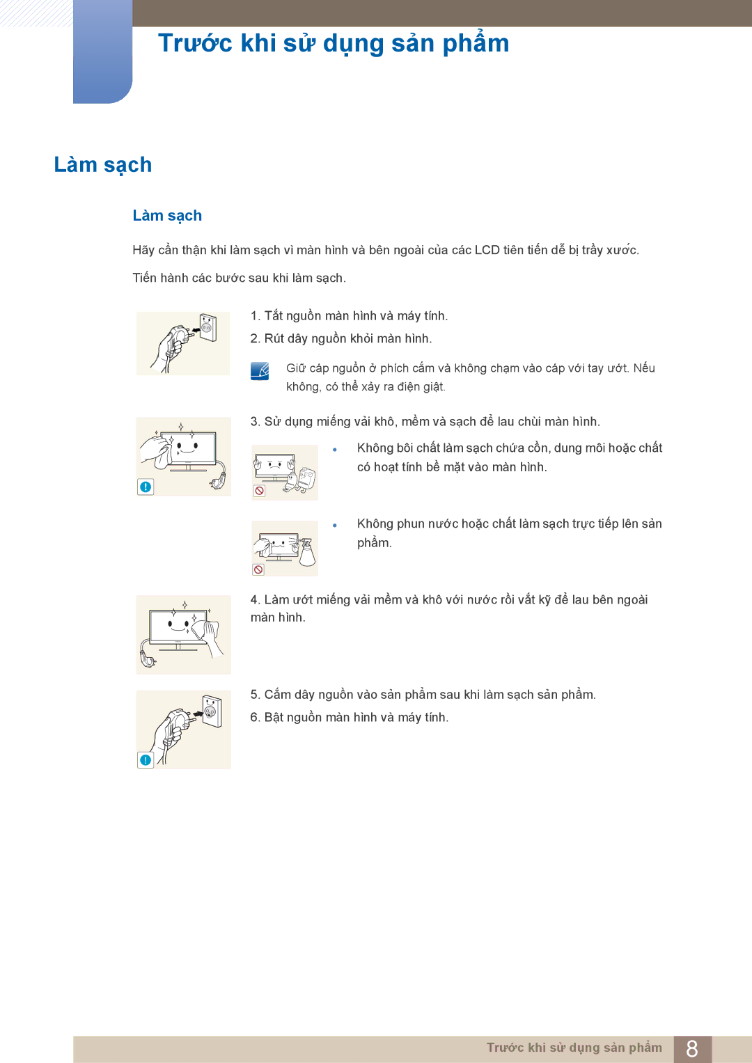 Samsung LF22NTBHBNM/XY, LF22FN1PFBZXXM, LF22NTBHBNU/XY manual Làm sạch 