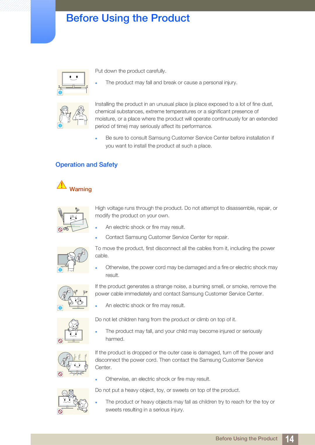 Samsung LF22FT2TFPZXEN, LF24FT2TFPZXEN manual Operation and Safety 