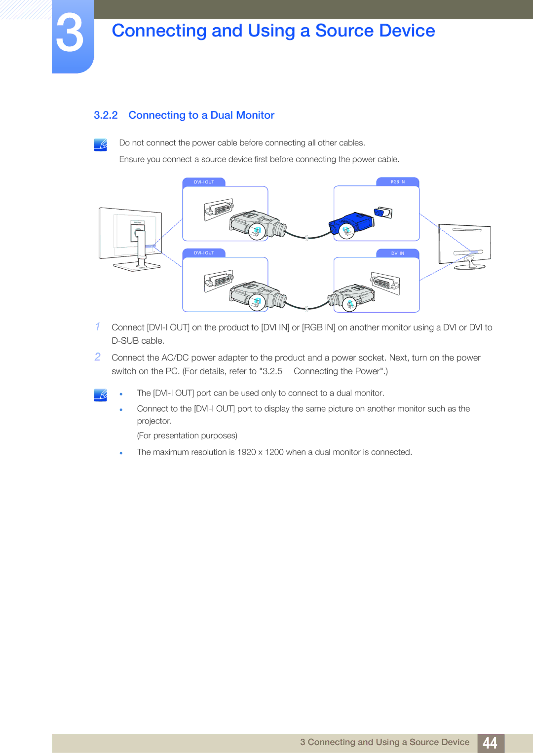 Samsung LF22FT2TFPZXEN, LF24FT2TFPZXEN manual Connecting to a Dual Monitor 