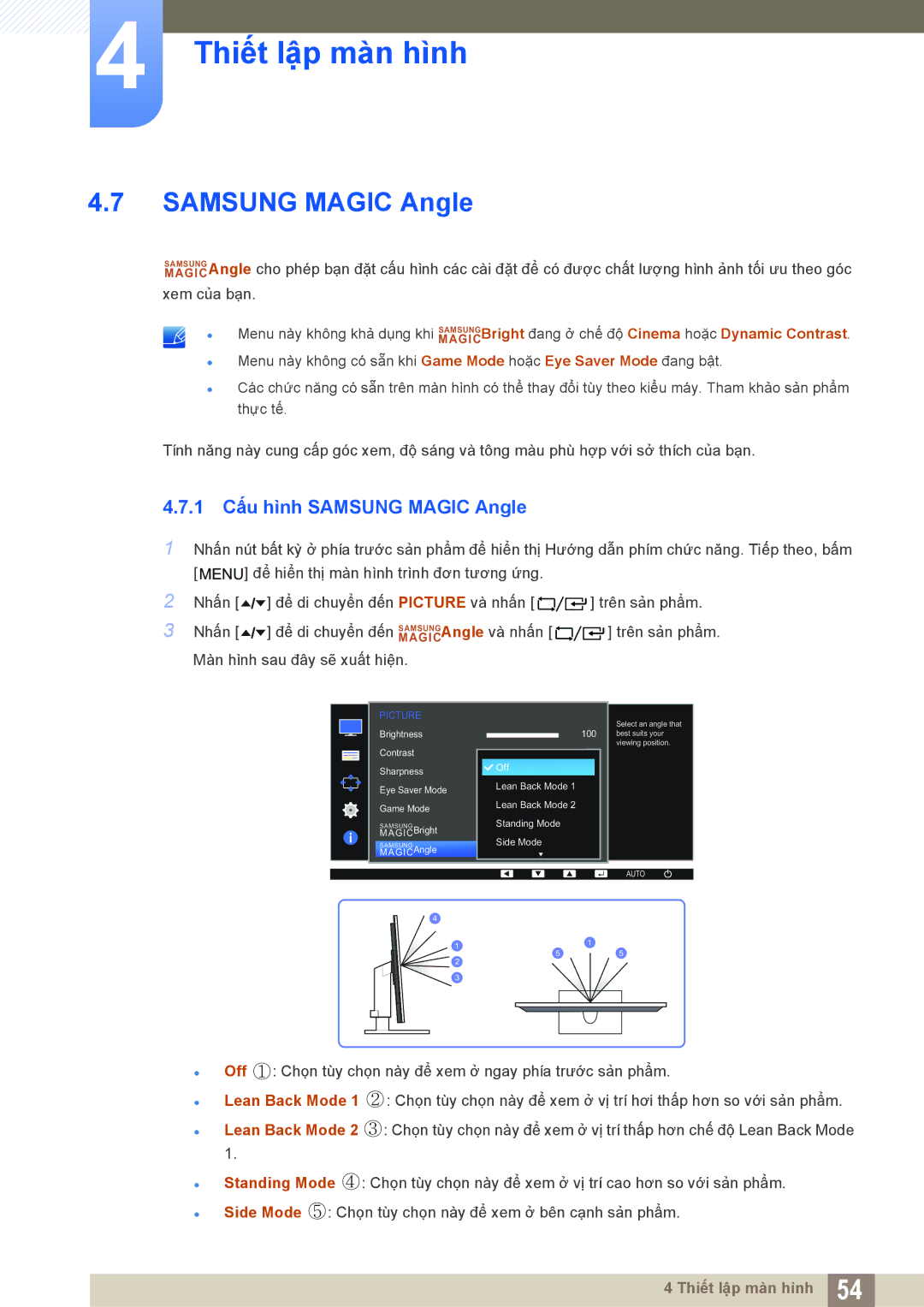 Samsung LF22FT2WFPZXXY, LF24FT2WFPZXXY manual 1 Cấu hình Samsung Magic Angle 